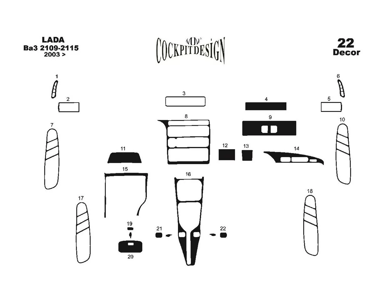 Lada 2115 06.2003 3D Interior Dashboard Trim Kit Dash Trim Dekor 22-Parts - 1 - Interior Dash Trim Kit