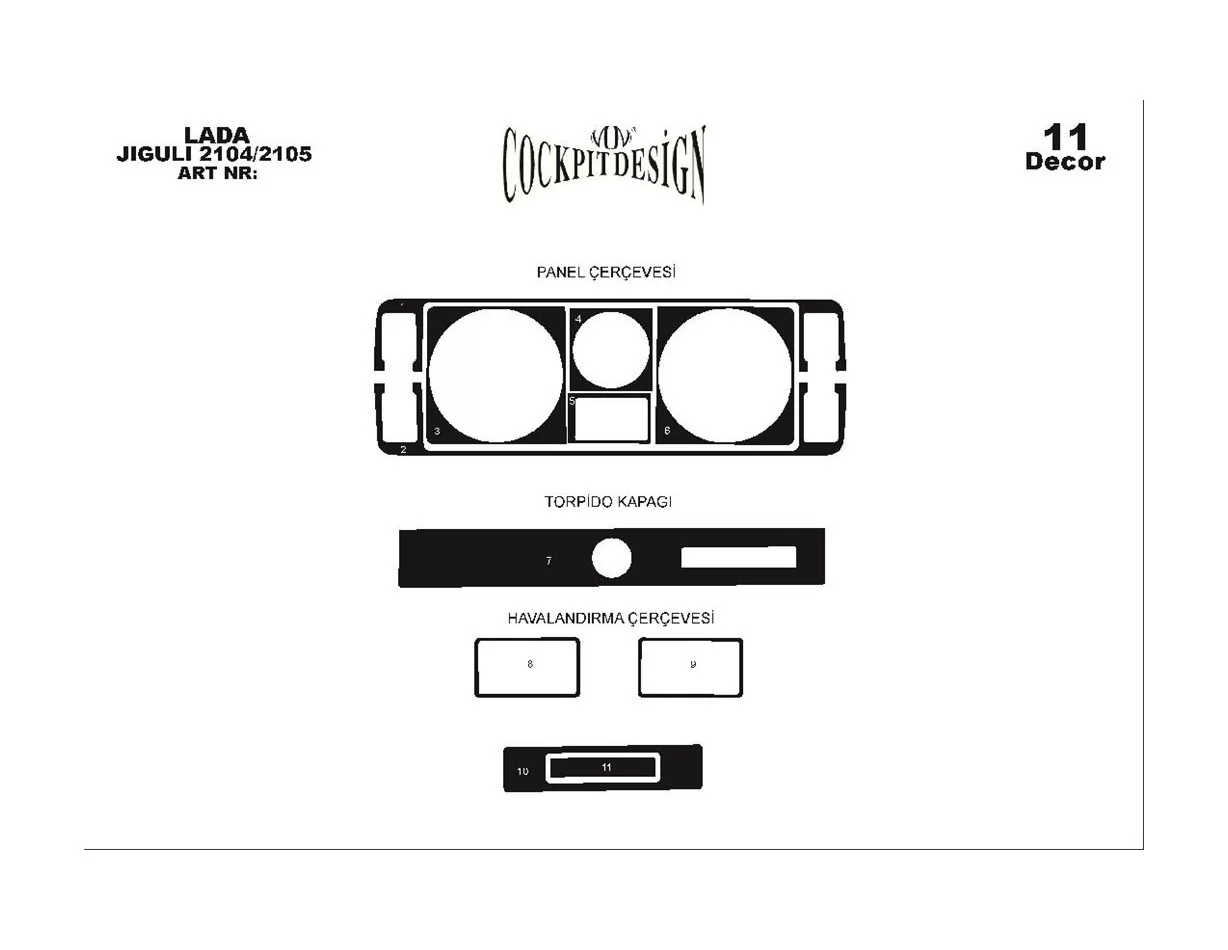 Lada Jiguli 2104-2105 1980 3D Interior Dashboard Trim Kit Dash Trim Dekor 11-Parts - 1 - Interior Dash Trim Kit