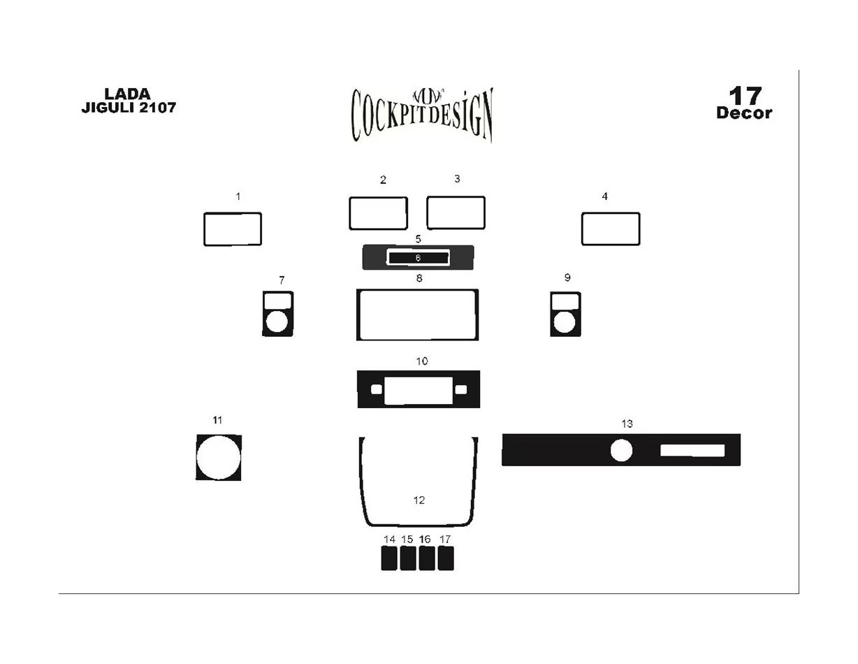 Lada Jiguli 2107 1980 3D Interior Dashboard Trim Kit Dash Trim Dekor 17-Parts - 1 - Interior Dash Trim Kit
