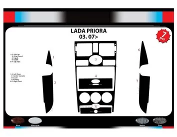 Lada Priora 03.2007 3D Interior Dashboard Trim Kit Dash Trim Dekor 7-Parts - 1 - Interior Dash Trim Kit