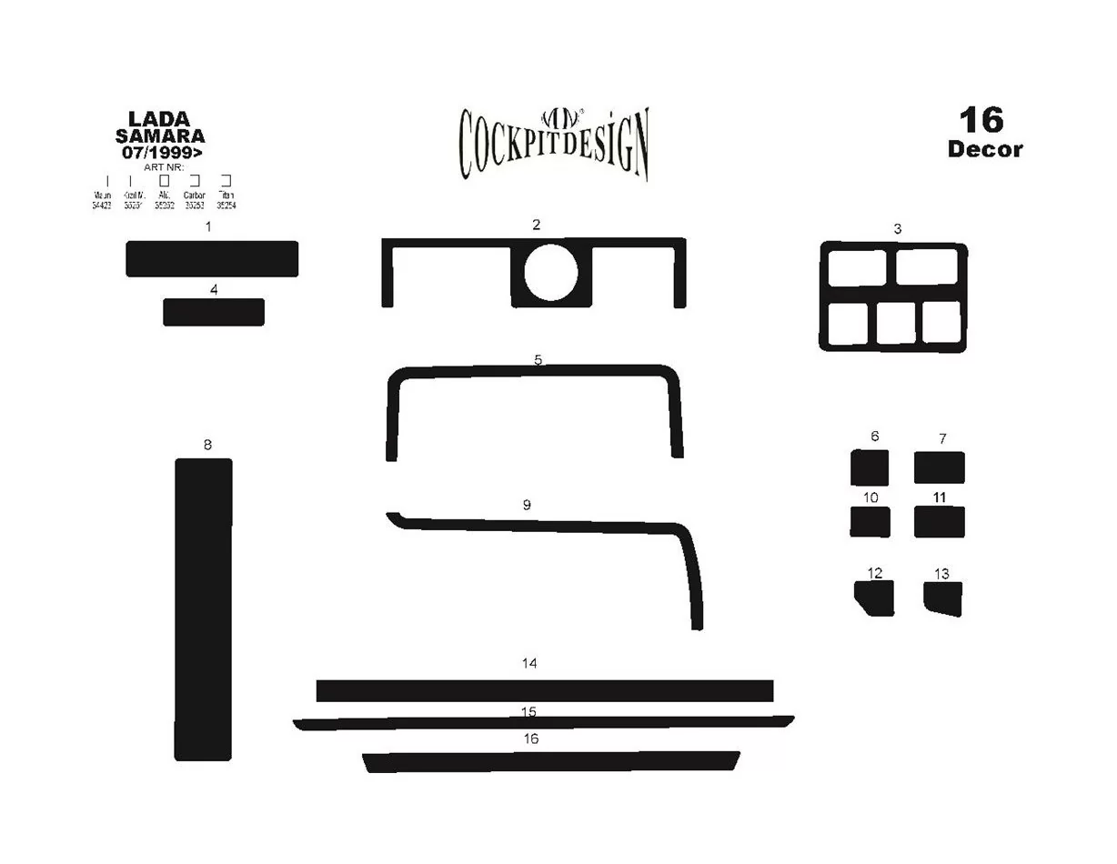 Lada Samara 07.99-12.02 3D Interior Dashboard Trim Kit Dash Trim Dekor 16-Parts - 1 - Interior Dash Trim Kit