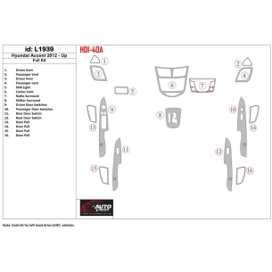 Hyundai Solaris 2012-UP Full Set Interior BD Dash Trim Kit