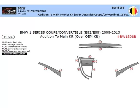 BMW 1 Series E81 E88 2004-2011 3D Interior Dashboard Trim Kit Dash Trim Dekor 11-Parts - 1 - Interior Dash Trim Kit