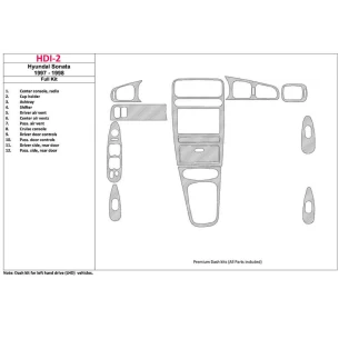 Hyundai Sonata 1999-2001 Full Set, 18 Parts set Interior BD Dash Trim Kit 2