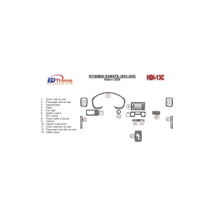 Hyundai Sonata 2002-2005 For cars With Factory Installed Wood Kit Interior BD Dash Trim Kit 2