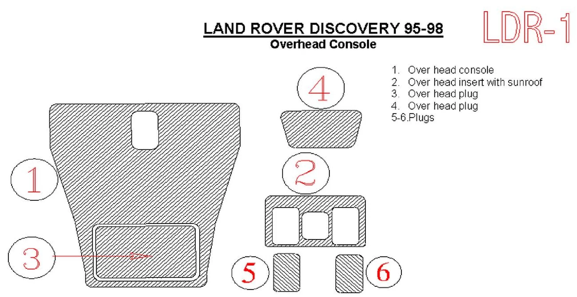 Land Rover Discovery 1995-1998 Overhead Interior BD Dash Trim Kit - 1 - Interior Dash Trim Kit