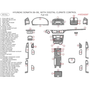 Hyundai Sonata 2006-UP Full Set, Without Heated Seats, Auto AC Control Interior BD Dash Trim Kit 2