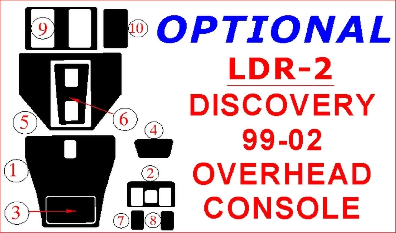 Land Rover Discovery 1999-2002 Overhead Console Interior BD Dash Trim Kit - 1 - Interior Dash Trim Kit