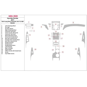 Hyundai Sonata 2011-UP GLS Model, Long Doors Console (163 inches) & SE Models Interior BD Dash Trim Kit