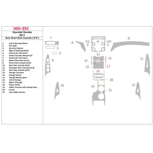 Hyundai Sonata 2011-UP GLS Model, Short Doors Console (128 inches) Interior BD Dash Trim Kit