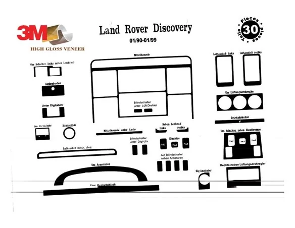 Land Rover Discovery I 01.90-09.98 3D Interior Dashboard Trim Kit Dash Trim Dekor 30-Parts