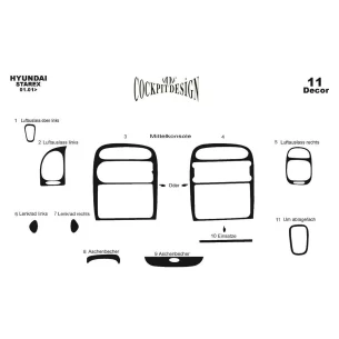 Hyundai Starex 01.01-12.07 3D Interior Dashboard Trim Kit Dash Trim Dekor 11-Parts 2