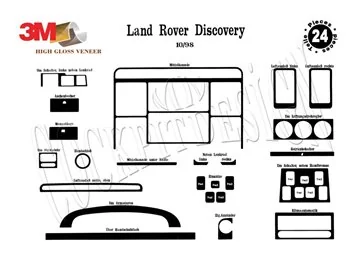 Land Rover Discovery II TD5 10.98-12.04 3D Interior Dashboard Trim Kit Dash Trim Dekor 24-Parts