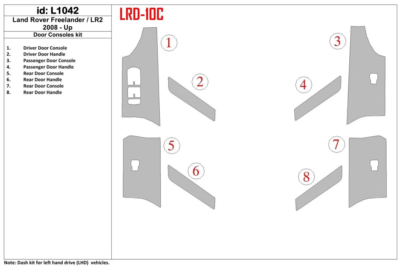 Land Rover Freelander 2 2008-UP doors colsole Interior BD Dash Trim Kit - 1 - Interior Dash Trim Kit