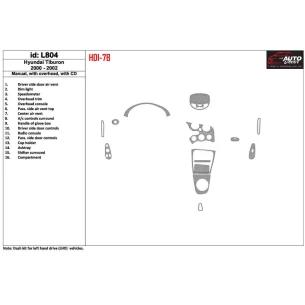Hyundai Tiburon 2000-2002 Manual Gearbox, With CD, 16 Parts set Interior BD Dash Trim Kit 2