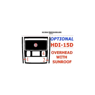 Hyundai Tiburon 2003-2005 Overhead With sunroof, 4 Parts set Interior BD Dash Trim Kit