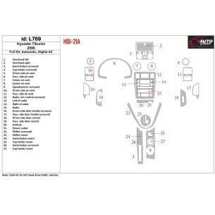 Hyundai Tiburon 2006-2006 Full Set, Auto, Automatic AC Interior BD Dash Trim Kit 2