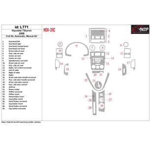 Hyundai Tiburon 2006-2006 Full Set, Auto, Manual Gearbox AC Interior BD Dash Trim Kit 2