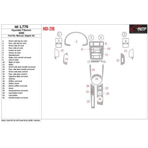 Hyundai Tiburon 2006-2006 Full Set, Manual Gearbox, Automatic AC Interior BD Dash Trim Kit 2