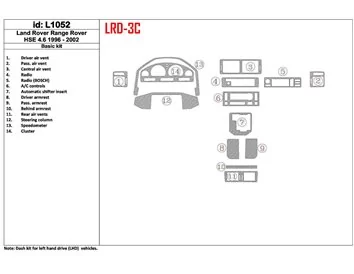 Land Rover Range Rover 1996-2002 46 HSE 2001-2002 Full Set, OEM Compliance, 14 Parts set Interior BD Dash Trim Kit - 1 - Interio