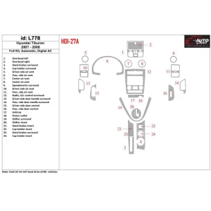 Hyundai Tiburon 2007-2008 Full Set, Automatic Gear, Automatic AC Interior BD Dash Trim Kit