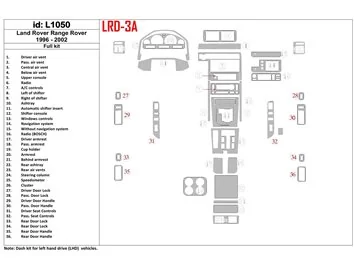 Land Rover Range Rover 1996-2002 Full Set, OEM Compliance, 26 Parts set Interior BD Dash Trim Kit - 2 - Interior Dash Trim Kit