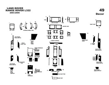 Land Rover Range Rover 2003-2006 3D Interior Dashboard Trim Kit Dash Trim Dekor 49-Parts - 1 - Interior Dash Trim Kit