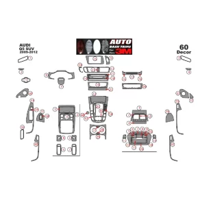 Audi Q5 2009-2017 3D Interior Dashboard Trim Kit Dash Trim Dekor 42-Parts 2