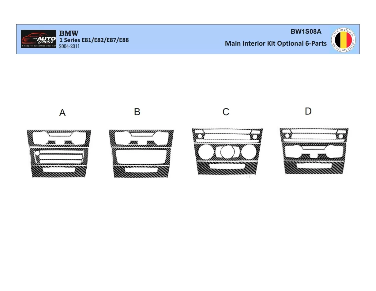 BMW 1 Series E81 E88 2004-2011 3D Interior Dashboard Trim Kit Dash Trim Dekor 6-Parts - 1 - Interior Dash Trim Kit