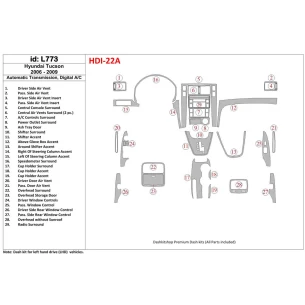 Hyundai Tucson 2006-2009 Automatic Gear Interior BD Dash Trim Kit 2