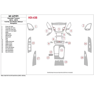 Hyundai Tucson 2014-2015 Full Set, c NAVI, Limited Model Interior BD Dash Trim Kit 2