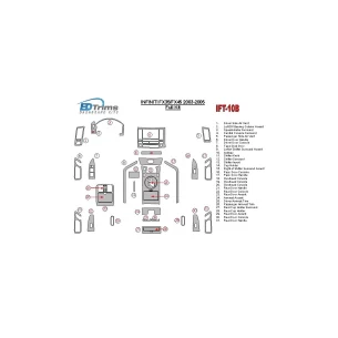 Infiniti FX 2003-2005 Full Set Interior BD Dash Trim Kit