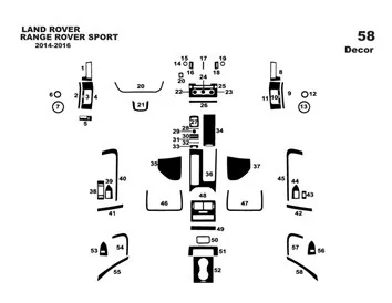 Land Rover Range Rover Sport 2014-2016 3D Interior Dashboard Trim Kit Dash Trim Dekor 58-Parts - 1 - Interior Dash Trim Kit