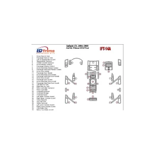 Infiniti FX 2006-2008 Without Fabric Wood Kit Interior BD Dash Trim Kit 2