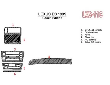 Lexus ES 1999-1999 Full Set, Coach Edition OEM Compliance Interior BD Dash Trim Kit - 1 - Interior Dash Trim Kit