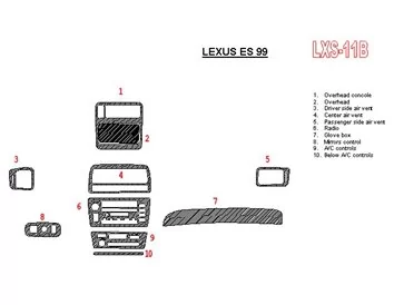 Lexus ES 1999-1999 Full Set, OEM Compliance Interior BD Dash Trim Kit - 1 - Interior Dash Trim Kit