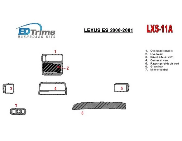 Lexus ES 2000-2001 Full Set, OEM Compliance Interior BD Dash Trim Kit - 1 - Interior Dash Trim Kit