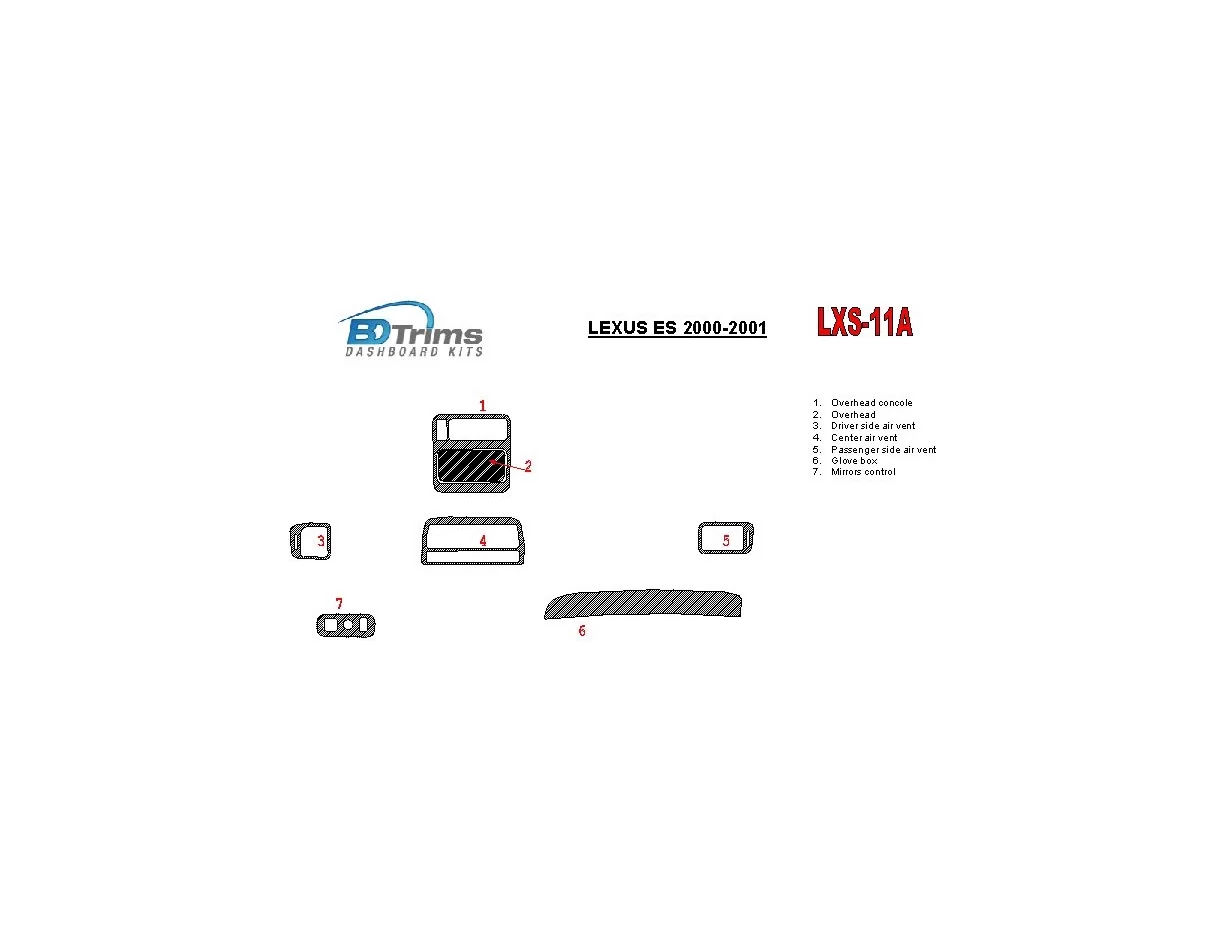 Lexus ES 2000-2001 Full Set, OEM Compliance Interior BD Dash Trim Kit - 1 - Interior Dash Trim Kit