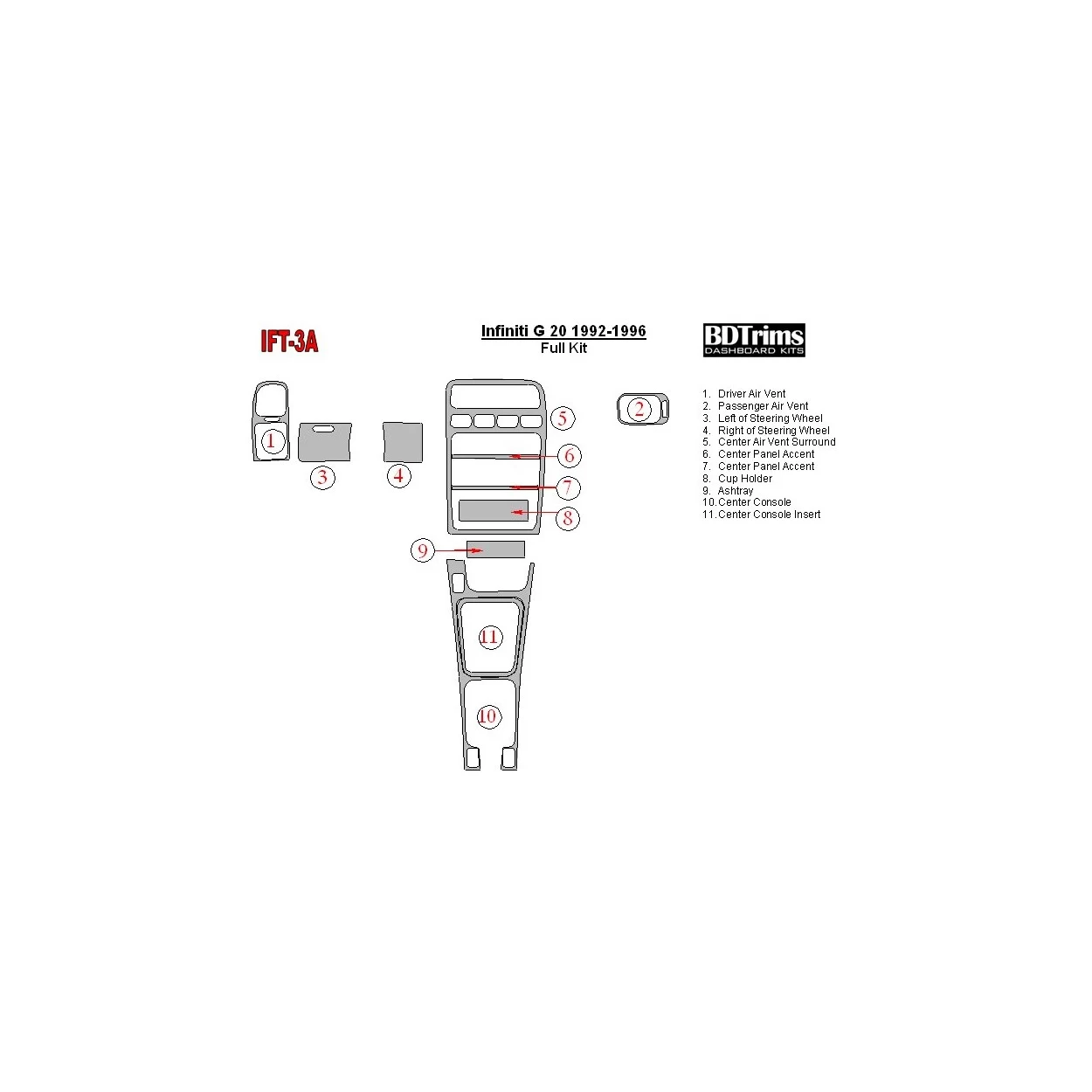 Infiniti G 1992-1996 Full Set Interior BD Dash Trim Kit