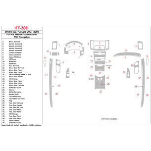 Infiniti G37 2007-2009 Full Set, Manual Gear Box, With NAVI Interior BD Dash Trim Kit 2