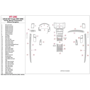 Infiniti G37 2007-2009 Full Set, Manual Gear Box, Without NAVI Interior BD Dash Trim Kit 2