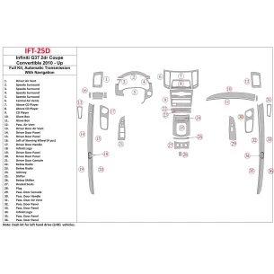Infiniti G37 2DR Coupe 2010-UP Automatic Gearbox, With NAVI, Cabrio Interior BD Dash Trim Kit