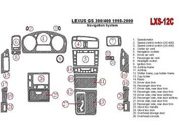 Lexus GS 1998-2000 Navigation system, OEM Compliance, 26 Parts set Interior BD Dash Trim Kit - 1 - Interior Dash Trim Kit