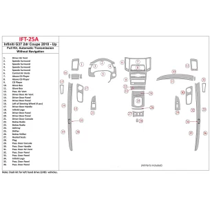 Infiniti G37 2DR Coupe 2010-UP Automatic Gearbox,Without NAVI Interior BD Dash Trim Kit 2