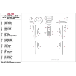 Infiniti G37x Sedan 2009-2009 Full Set, Automatic Gear, With NAVI Interior BD Dash Trim Kit 2