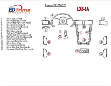 Lexus GS 2006-UP Full Set Interior BD Dash Trim Kit - 1 - Interior Dash Trim Kit