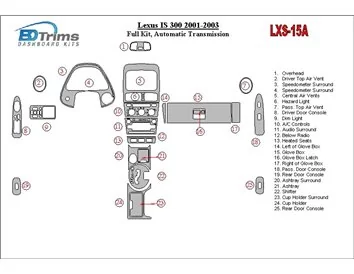 Lexus IS 2001-2003 Full Set, Automatic Gear Interior BD Dash Trim Kit - 1 - Interior Dash Trim Kit