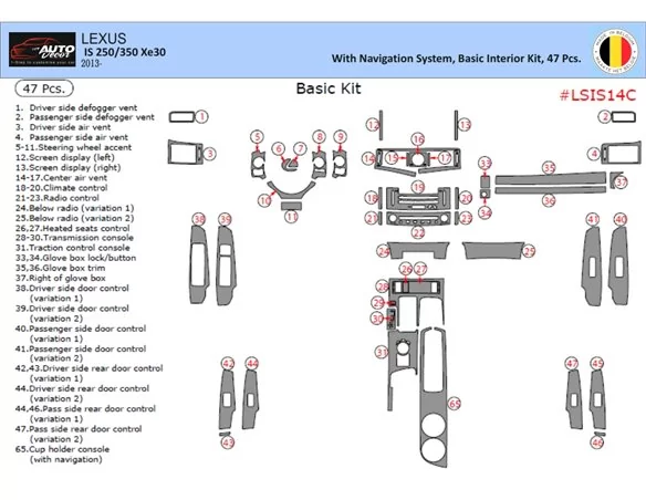 Lexus IS 2013-2022 3D Interior Dashboard Trim Kit Dash Trim Dekor 47-Parts - 1 - Interior Dash Trim Kit