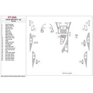 Infiniti Q50 2014-UP Full Set Interior BD Dash Trim Kit 2