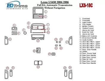 Lexus LS 2004-2006 Full Set, Automatic Gear, Without Navigation Interior BD Dash Trim Kit - 1 - Interior Dash Trim Kit